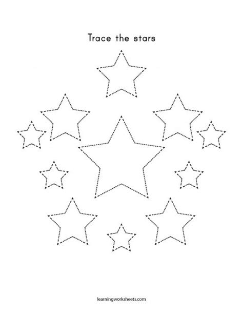 Trace The Stars Learning Worksheets Star