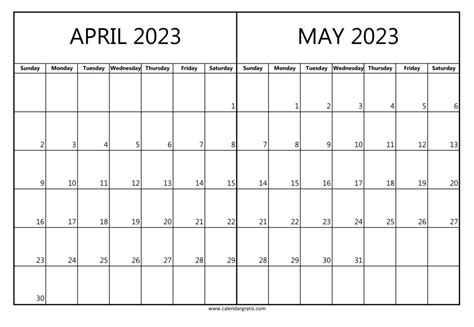 Printable Calendar May 2023 To April 2023 Mobila Bucatarie 2023
