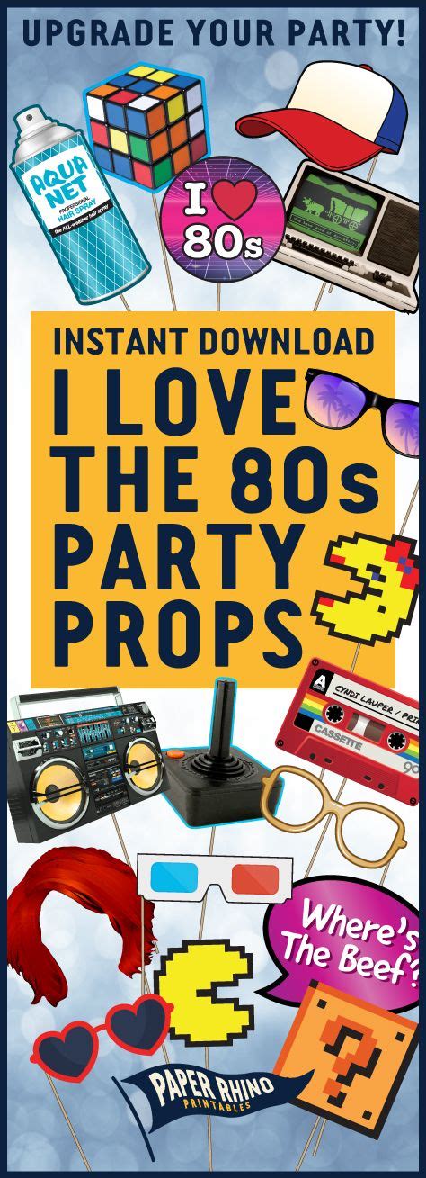 I Love The 80s Photo Booth Party Props Decoration 1980s Decor 40th