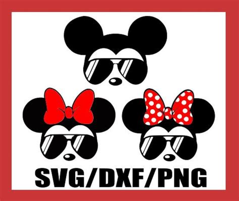 Svg Sunglasses Mickey And Minnie Mouse With Polka Dot Bow Etsy