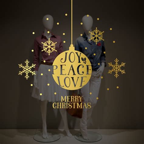Joy Peace Love Christmas Window Wall Vinyl Decal Shop Retail Etsy
