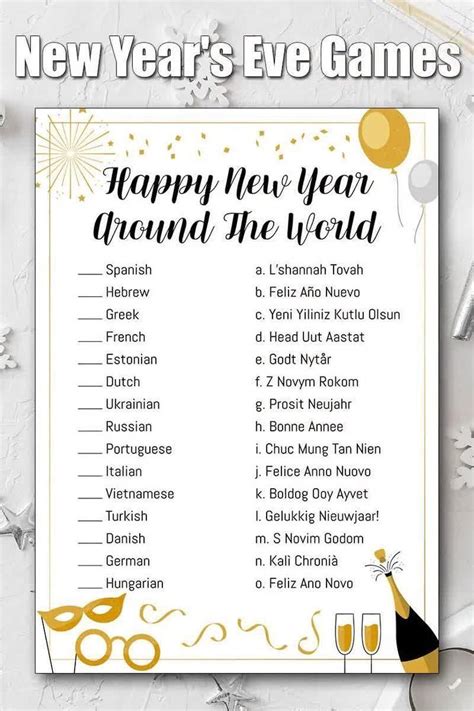 printable new years eve games