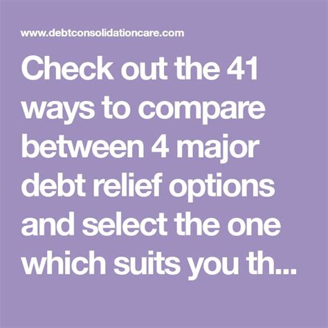 Check Out The 41 Ways To Compare Between 4 Major Debt Relief Options