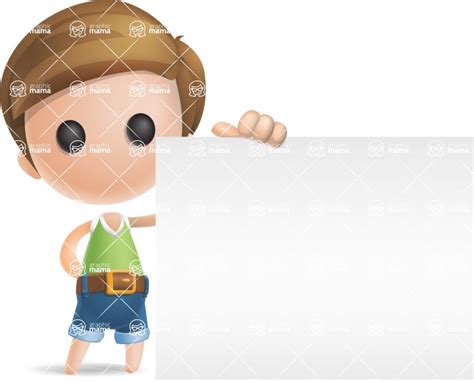 Simple Cute Boy Vector 3d Cartoon Character Sign 8 Graphicmama