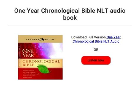 One Year Chronological Bible Nlt Audio Book