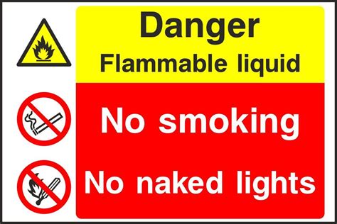 Danger Flammable Liquid No Smoking No Naked Lights Sign Plastic Hot