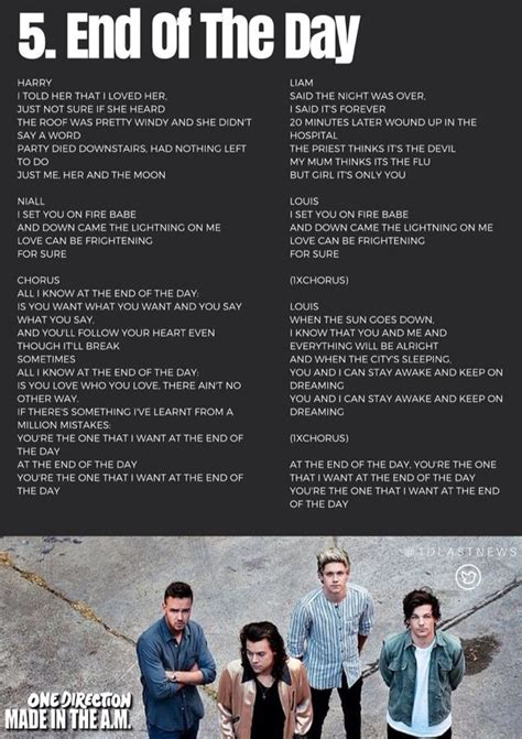 One Direction End Of The Day Lyrics One Direction Lyrics One
