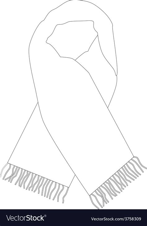 White Winter Scarf Outline Drawings Royalty Free Vector