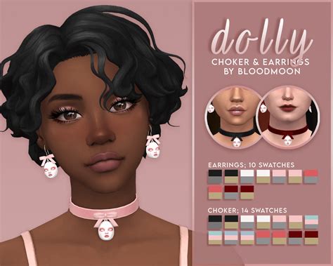 Sims 4 Dolly Choker Earrings Set The Sims Book