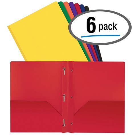 6 Pack Plastic 2 Pocket Folders With Prongsfasteners Heavyweight