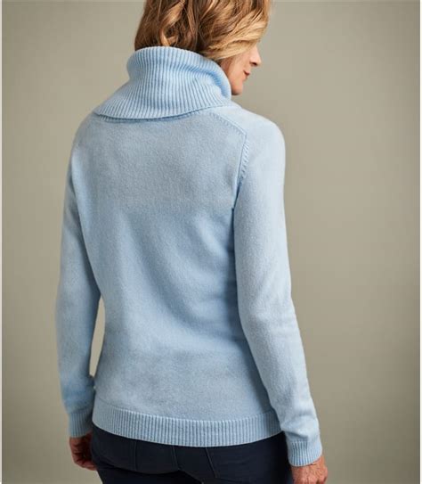 Soft Blue Womens Pure Cashmere Cowl Neck Jumper Woolovers Uk
