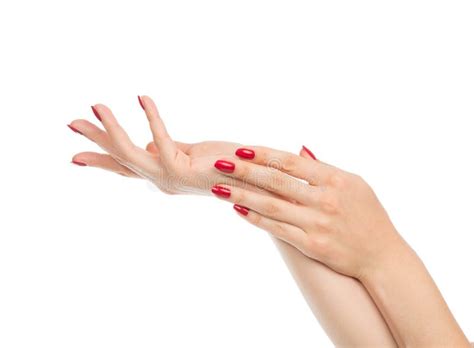 Woman Hands With Manicured Red Nails Stock Image Image Of French