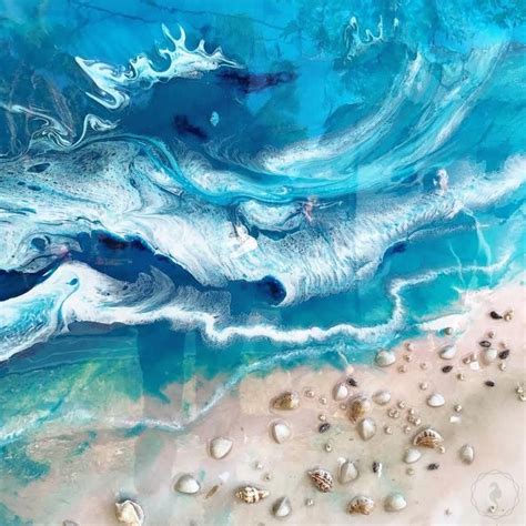 Turquoise Ocean Abstract Artwork Blue Wave Painting Ocean Artwork