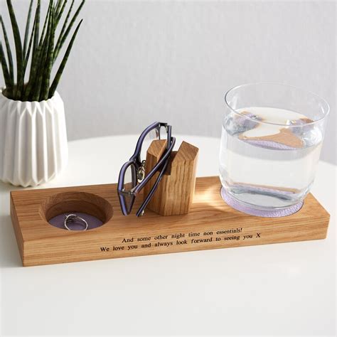 bedside glasses stand with coaster and storage dish ts etsy