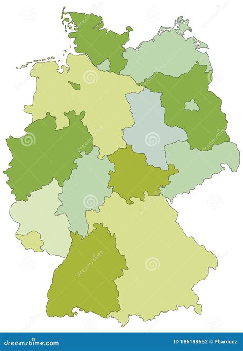 Niemcy Bardzo Szczegółowa Edytowana Mapa Polityczna Z Oddzielnymi