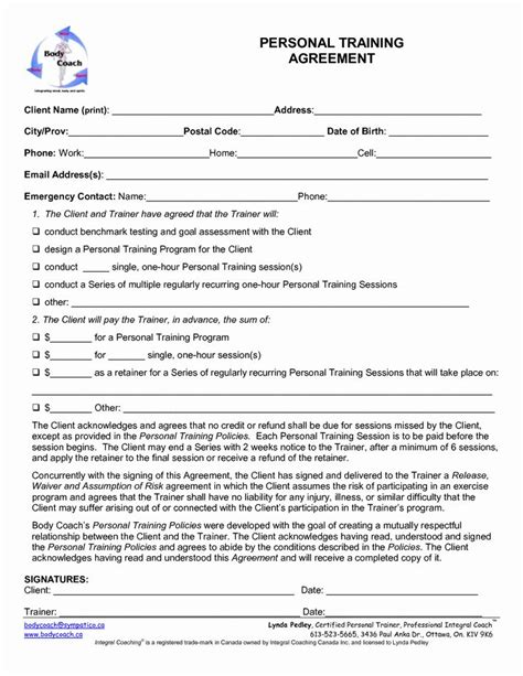Personal Trainer Waiver Form Template Awesome Personal Training