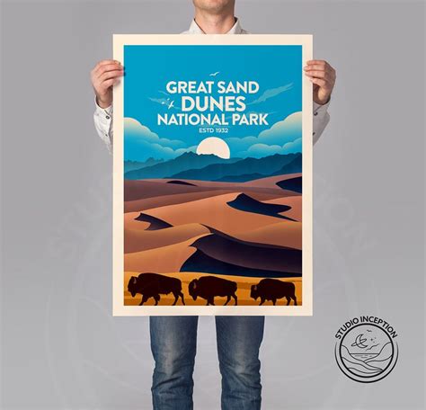 Great Sand Dunes National Park Travel Poster Arizona Etsy