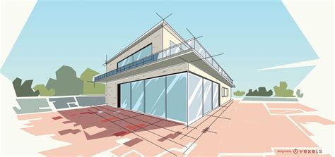 Architecture Modern House Illustration Vector Download
