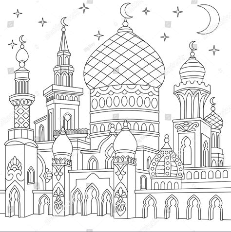 Gambar Masjid Untuk Di Warnai Anak Tk