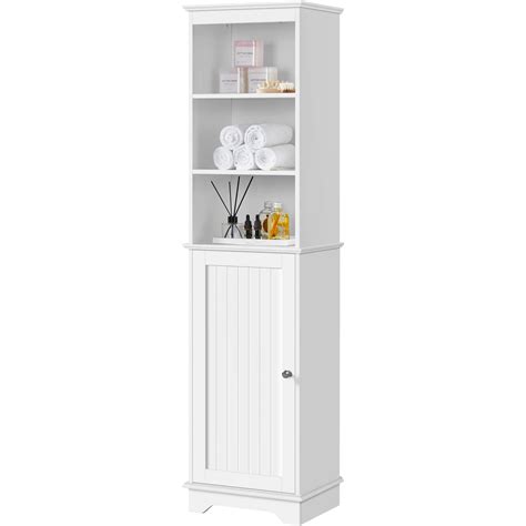 Buy Yaheetech Tall Narrow Bathroom Storage Cabinet With 3 Shelves And