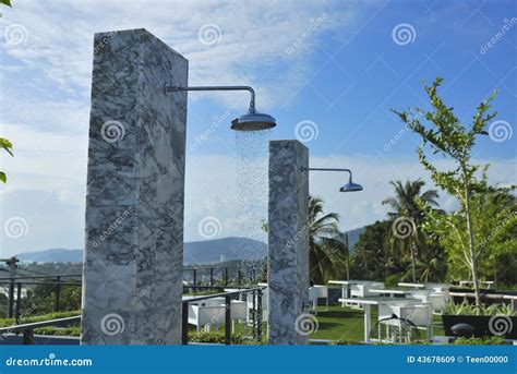 Outdoor Shower At Swimming Pool And Beach Stock Image Image Of Metal