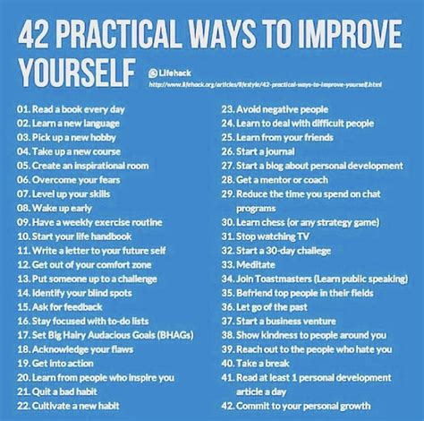 42 Ways To Improve Yourself Success Strategies