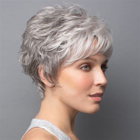 Short Pixie Cut Gray White Curly Synthetic Heat Safe Nature Wigs For