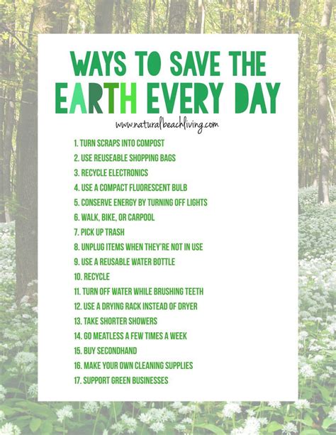 Easy Ways To Save The Earth Every Day Natural Beach Living Save Earth Earth Day