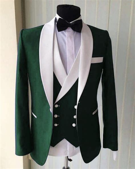 Dark Green Groomsmen Tuxedo Prom Suit For Men 3 Pieces Men Outfit Jac