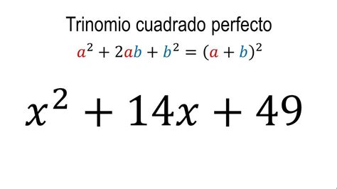 Factorización De Un Trinomio Cuadrado Perfecto Ejemplo 1 Youtube