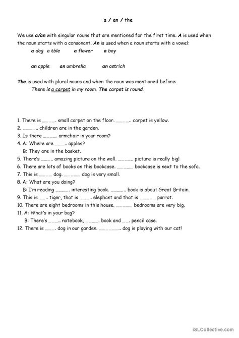 A An The General Grammar Practice English Esl Worksheets Pdf And Doc