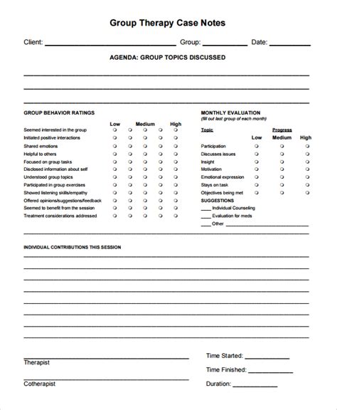 6 Therapy Notes Templates Sample Templates