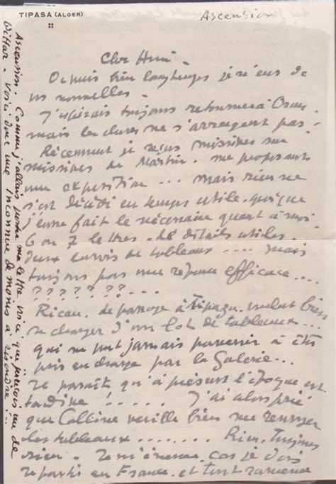 Lettre Manuscrite Signée By Lucien Mainssieux Très Bon Librairie Du