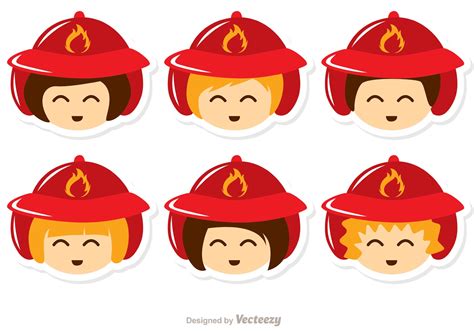 Kids Face Fireman Vector Pack Download Free Vector Art Stock