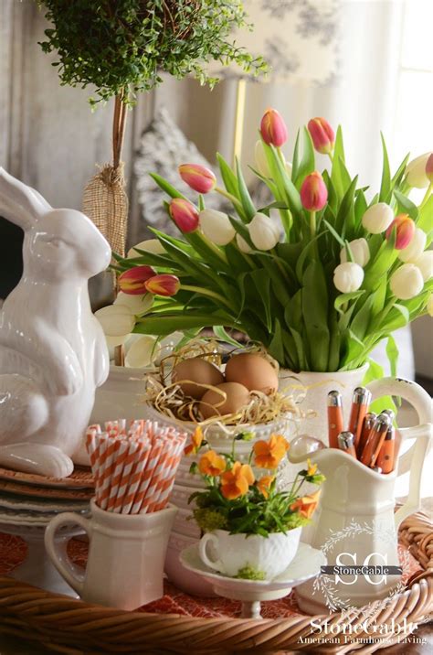 Spring Farmhouse Kitchen Vignette Stonegable Modern Easter Decor