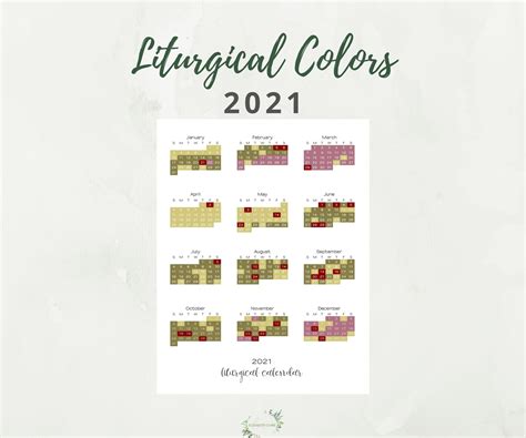 The plan calendar includes all of the major holidays and liturgical celebrations, scripture readings from the lectionary, rca special sundays. 2021 Catholic Liturgical Year at a Glance: Colors - elizabeth clare