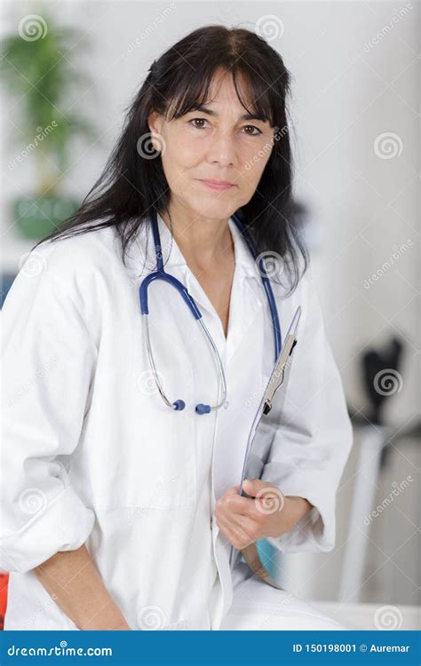Mature Nurse Working At Hospital Stock Image Image Of Mature Scrubs