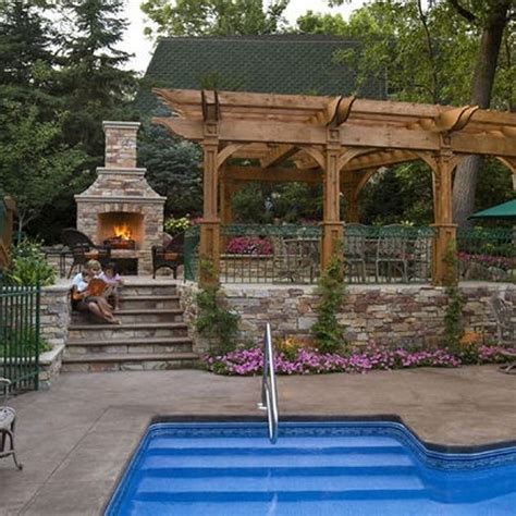 Pool Shade Ideas For Pergolas Pool Shade Pergola Backyard Fireplace
