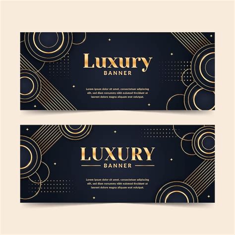 Premium Vector Gradient Golden Luxury Horizontal Banners Set