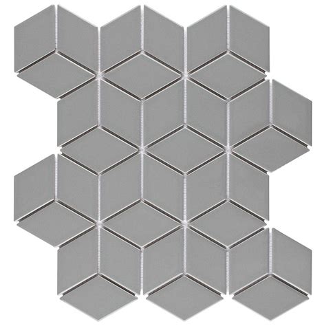 Merola Tile Metro Rhombus Glossy Light Grey 10 12 Inch X 12 18 Inch