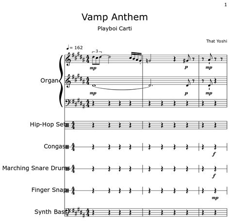 Vamp Anthem Sheet Music For Organ Hip Hop Set Congas Marching
