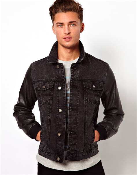 Asos Denim Jacket With Faux Leather Sleeves 19 Asos Lookastic