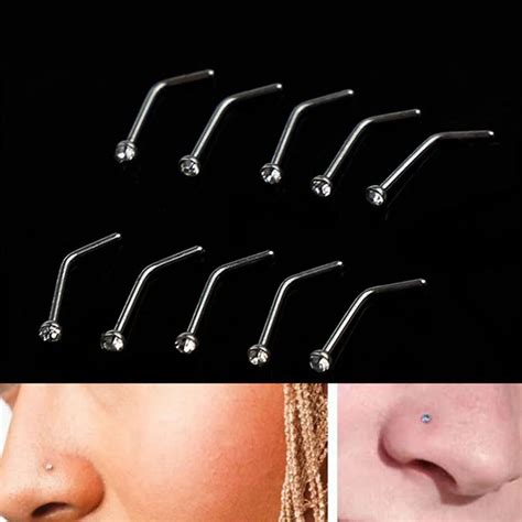 Fashion Body Jewelry Rhinestone Nose Studs Stainless Surgical Steel