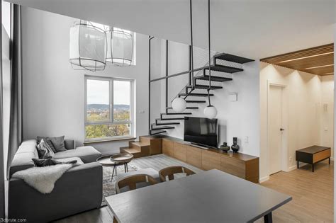 Vilnius 85m2 Scandinavian Style Loft Interior Download 3d Models