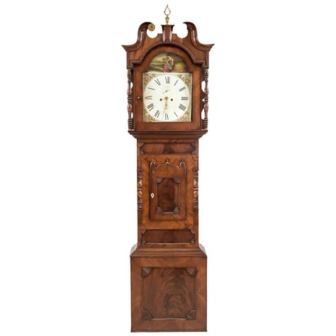 Antique English Mahogany Grandfather Clock, circa 1890 For Sale at