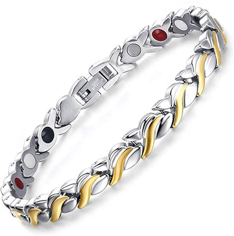 Ladies Magnetic Wristband Silver And Gold Magnetic Bracelet For Women