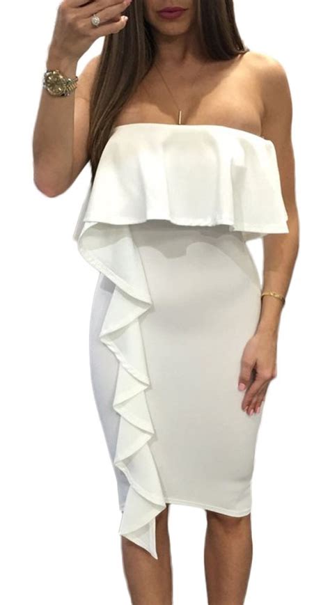 Sexy Vestido Blanco Strapless Moderno Elegante Antro 61715 49900 En Mercado Libre
