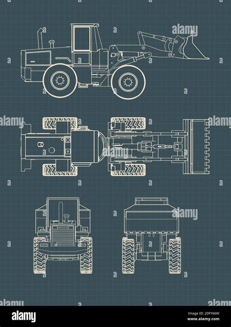 Stylized Vector Illustrations Of Heavy Loader Drawings Stock Vector