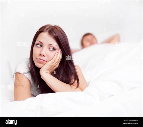 Beautiful Woman In Bed At Home Stock Photo Alamy