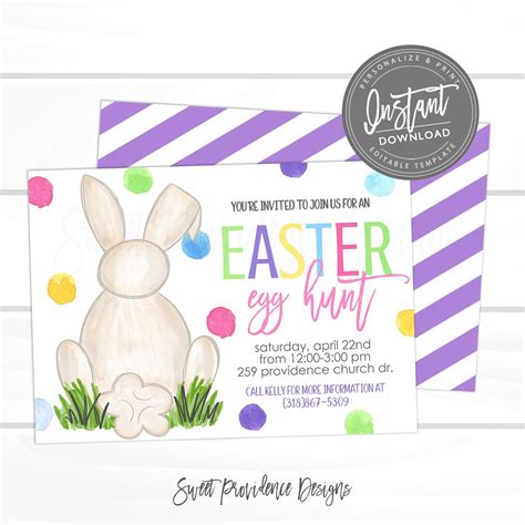 Egg Hunt Invitation Easter Egg Hunt Flyer Easter Bunny Egg Hunt